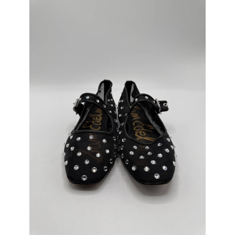 Sam Edelman Michaela Black Crystal Mesh Mary Jane Flats Womens 9 Square Toe